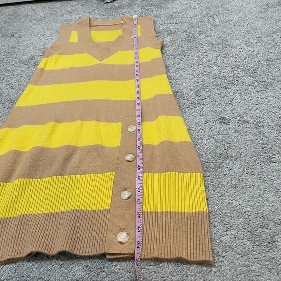 Anthropologie Cashmere Yellow Tan Striped Sweater Dress Size M - Picture 8 of 9